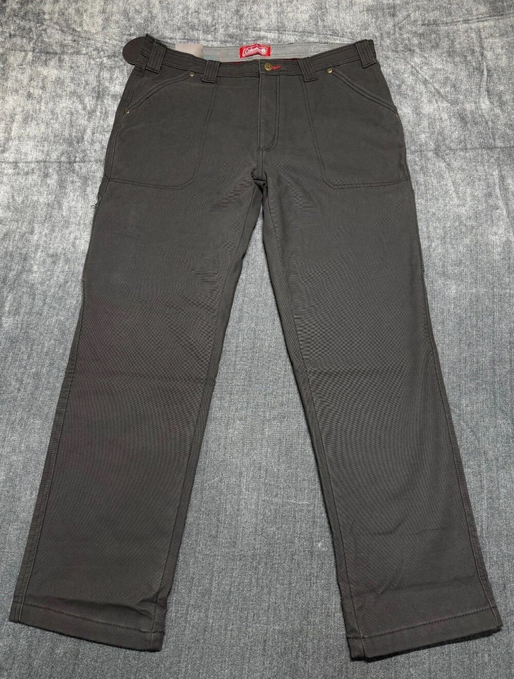 NWT Coleman Work Pants Men 36X32 Black Fleece Lined Straight Leg Pockets Pull-On